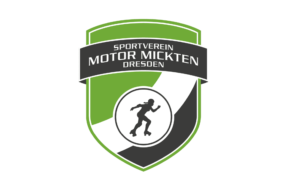 Logo des Sportvereins Motor Mickten Dresden mit einer stilisierten Abbildung einer Rollerskaterin.